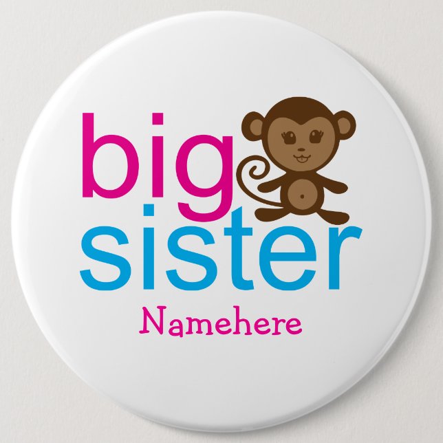 Custom Big Sister Monkey Buttons (Vorderseite)
