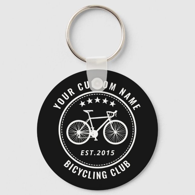 Custom Bike Club Familie oder Ortsname Schwarz Schlüsselanhänger (Vorderseite)