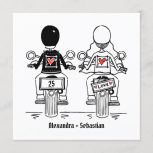Custom Biker Motorrad Hochzeit Jahrestag Einladung