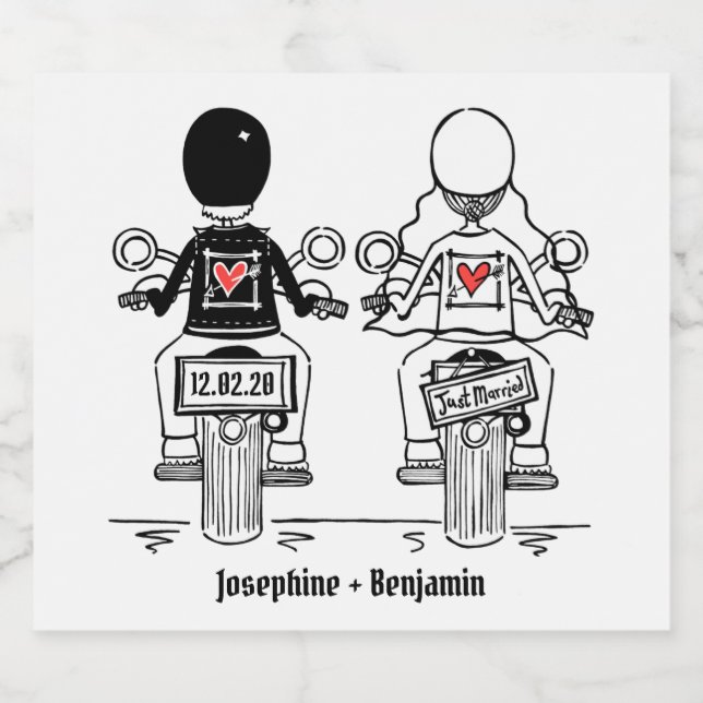 Custom Biker Motorrad Hochzeitsmarken Bierflaschenetikett (Einzelnes Label)