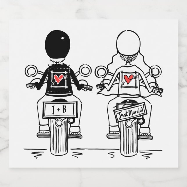 Custom Biker Motorrad Hochzeitsmarken Bierflaschenetikett (Einzelnes Label)