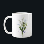 Custom Birth Flower Lily of The Valley Kaffeetasse<br><div class="desc">Celebrate a special connection with our Watercolor Birth Flower Personalized Mug. Featuring a floral illustration that represents the unique beauty of their birth month, this mug blends artistic flair with everyday functionality. The soft, ethereal watercolor textures pop against the crisp ceramic, creating a piece that feels more like a work...</div>