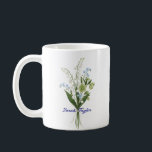 Custom Birth Flower Lily of The Valley Kaffeetasse<br><div class="desc">Celebrate a special connection with our Watercolor Birth Flower Personalized Mug. Featuring a floral illustration that represents the unique beauty of their birth month, this mug blends artistic flair with everyday functionality. The soft, ethereal watercolor textures pop against the crisp ceramic, creating a piece that feels more like a work...</div>