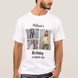 Custom Birthday 3 Foto Collage T-Shirt