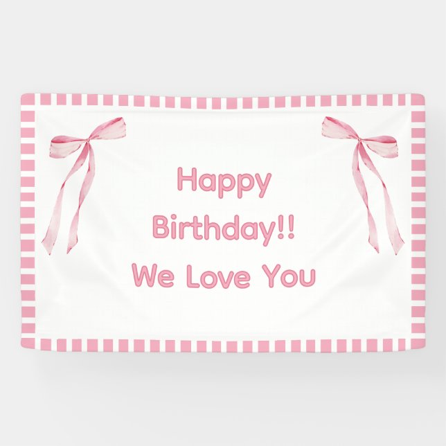 Custom Birthday Banner - Coquette Niedlich Bow The (Horizontal)