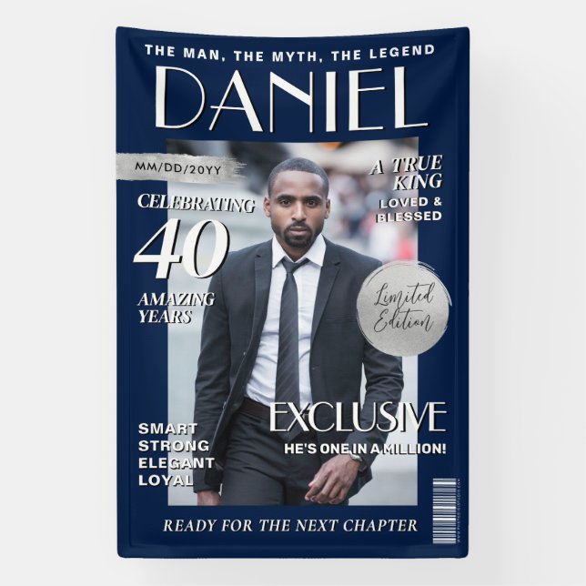 Custom Birthday Banner, Magazine Cover for Men Banner (Vertikal)