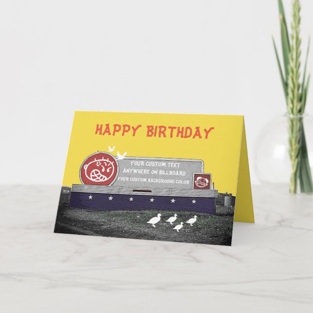 CUSTOM BIRTHDAY BILLBOARD W/ Ducks Dove Karte (Vorderseite)