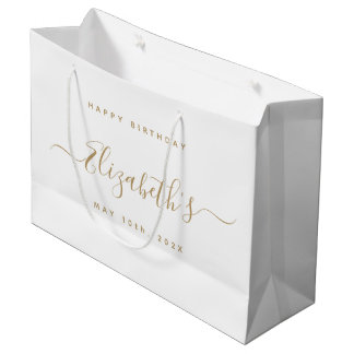 Custom Birthday Black and Gold Große Geschenktüte