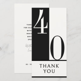 Custom Birthday Black and White Minimalist Dankeskarte