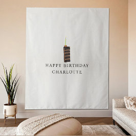 Custom Birthday Cake Name Flag Fabric Banner Wandteppich