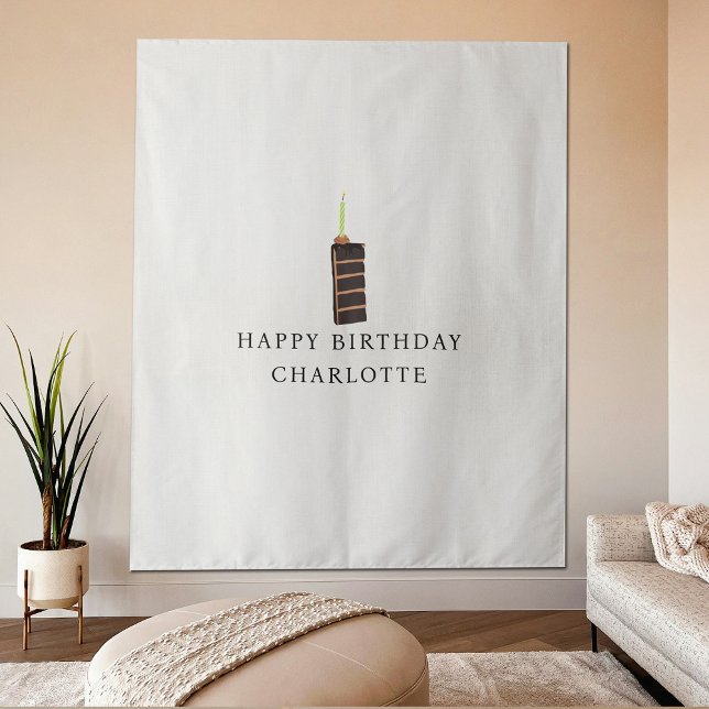 Custom Birthday Cake Name Flag Fabric Banner  Wandteppich (Custom Birthday Cake Name Flag Fabric Banner Tapestry)