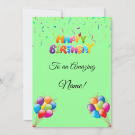 Custom Birthday Card mit Balloons & Confetti Feiertagskarte