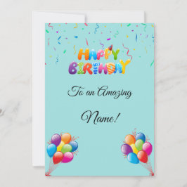 Custom Birthday Card mit Balloons & Confetti Feiertagskarte