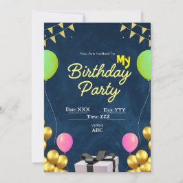 Custom Birthday Einladung Black Digital Card