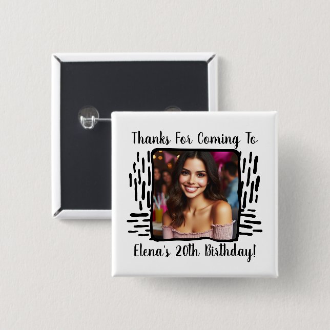 Custom Birthday Foto und Name Vielen Dank für jede Button (Vorne & Hinten)