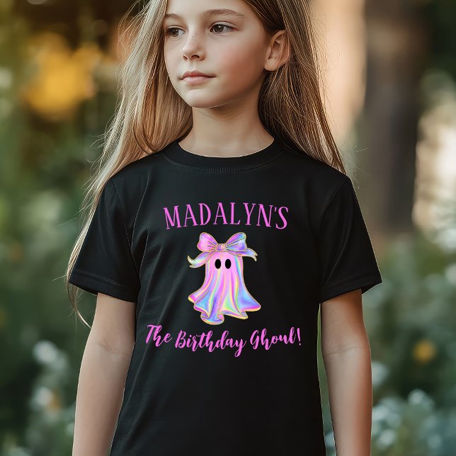 Custom Birthday Ghoul T-Shirt (Halloween Birthday Ghoul Faux Metallic Ghost Shirt)