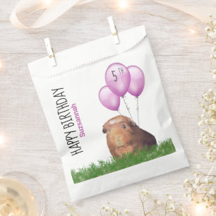 Custom Birthday Guinea Pig Lila Balloons Gefallen Geschenktütchen