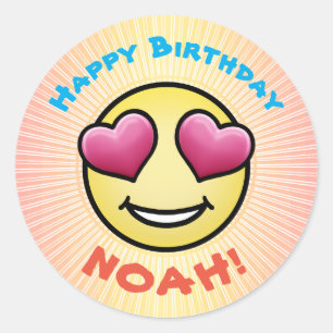 Custom Birthday Liebe Emoji Runder Aufkleber