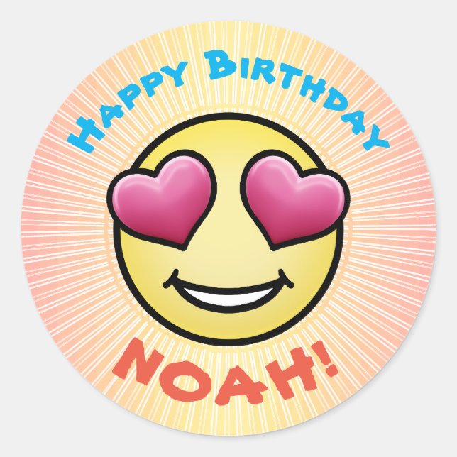 Custom Birthday Liebe Emoji Runder Aufkleber (Vorderseite)