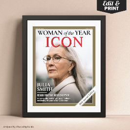 Custom Birthday Magazine Cover, Frauenportrait Poster