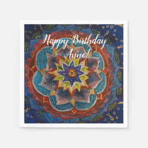 Custom Birthday Paper NapkinsMandala Art Serviette
