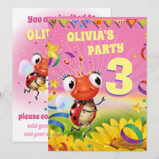 Custom Birthday Party einladen Mädchen 3 Jahre alt Einladung