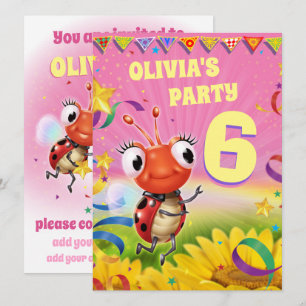 Custom Birthday Party einladen Mädchen 6 Jahre alt Einladung