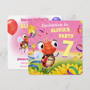 Custom Birthday Party einladen Mädchen 7 Jahre alt Einladung