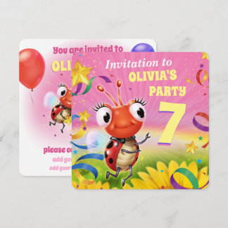Custom Birthday Party einladen Mädchen 7 Jahre alt Einladung