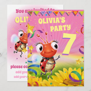 Custom Birthday Party einladen Mädchen 7 Jahre alt Einladung