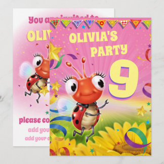 Custom Birthday Party einladen Mädchen 9 Jahre alt Einladung
