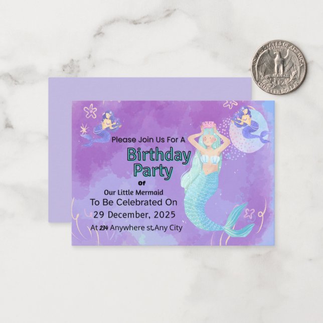 Custom Birthday Party Invitation | Editable Templa (Devant/Arrière en situation)