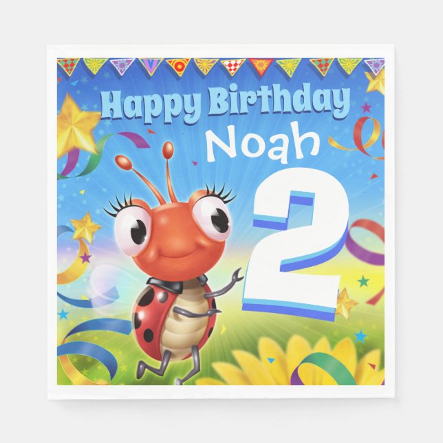 Custom Birthday Party Papier Serviette Junge 2 Jah (Vorderseite)