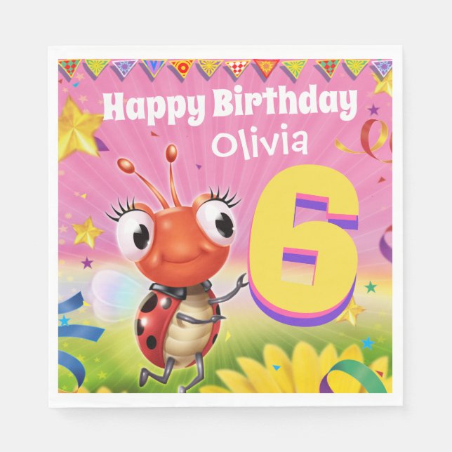 Custom Birthday Party Papier Servietten Mädchen 6  (Vorderseite)