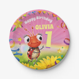 Custom Birthday Party Platte Girl 1 Jahr alt Pappteller