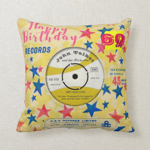 Custom Birthday Pillow Retro Vinyl Record 45 RPM Kissen
