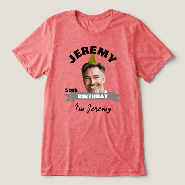 Custom Birthday Shirt with Name, Year & Photo (Design Vorderseite)