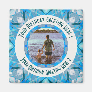 Custom Birthday Star Blue Gray Foto Gruß Magnet