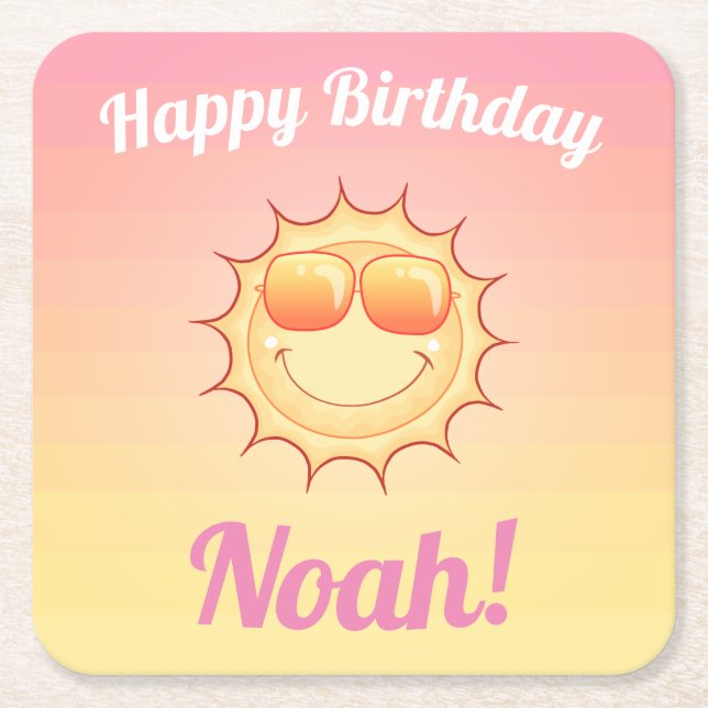 Custom Birthday Sunset Rechteckiger Pappuntersetzer (Vorderseite)