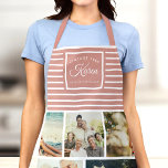 Custom Birthday Vintag Birthday Foto Collage Schürze<br><div class="desc">Feiern Sie stilvoll mit dieser Schürze zum Geburtstag! Mit einem Vintagen Geburtsjahr,  einer Collage aus Foto und schicken rosa Streifen ist es ein lustiges und funktionelles Geschenk für jede Geburtstagskähinauswachsen.</div>