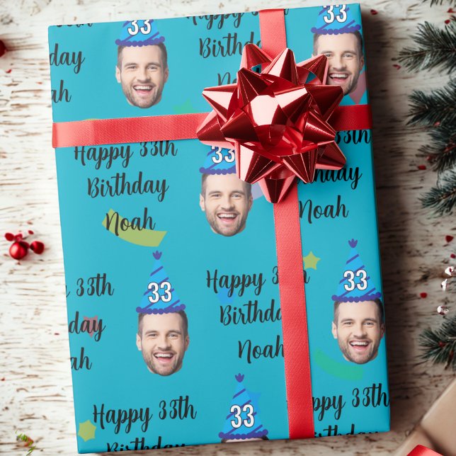 Custom Birthday Wrapping Paper, Blue Geschenkpapier (Von Creator hochgeladen)