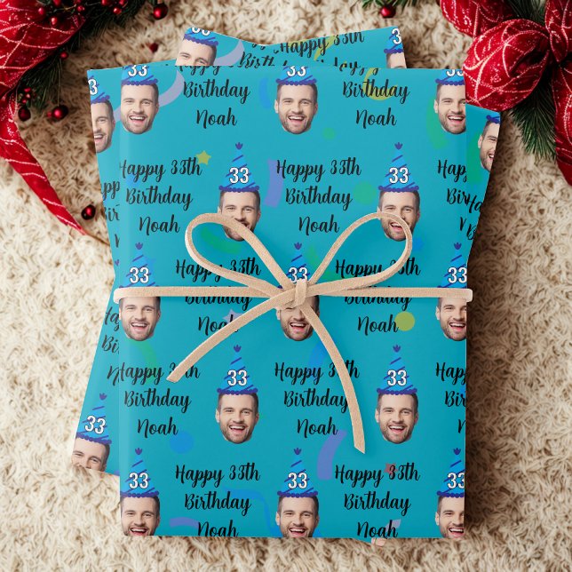 Custom Birthday Wrapping Paper, Blue Geschenkpapier Set (Von Creator hochgeladen)