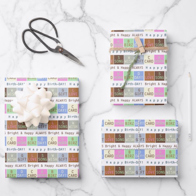 Custom Birthday wünscht Geschenkpapier Set (Vorderseite)