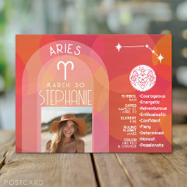 Custom Birthday Zodiac Aries - Modern Design Postkarte