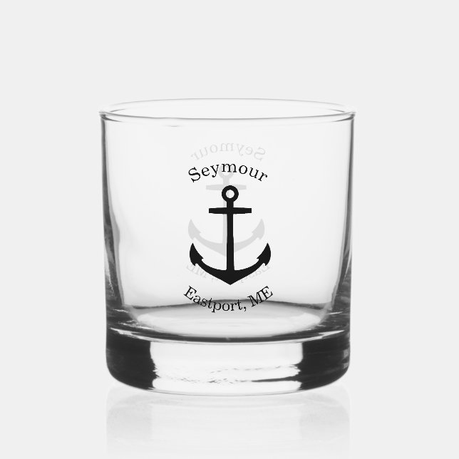 Custom Black Anchor Emblem Whiskyglas (Vorderseite)