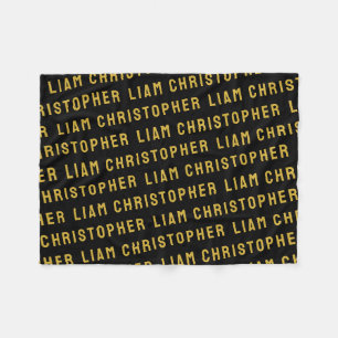 Custom Black and Gold Personalisiert Baby Name Gif Fleecedecke