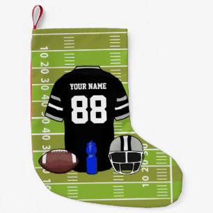 Custom Black and Gray Football Jersey auf Field Kleiner Weihnachtsstrumpf