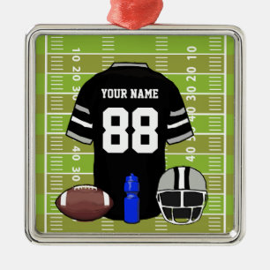 Custom Black and Gray Football Jersey auf Field Ornament Aus Metall