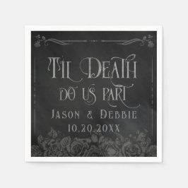 Custom Black and Grey Floral Gothic Wedding Serviette