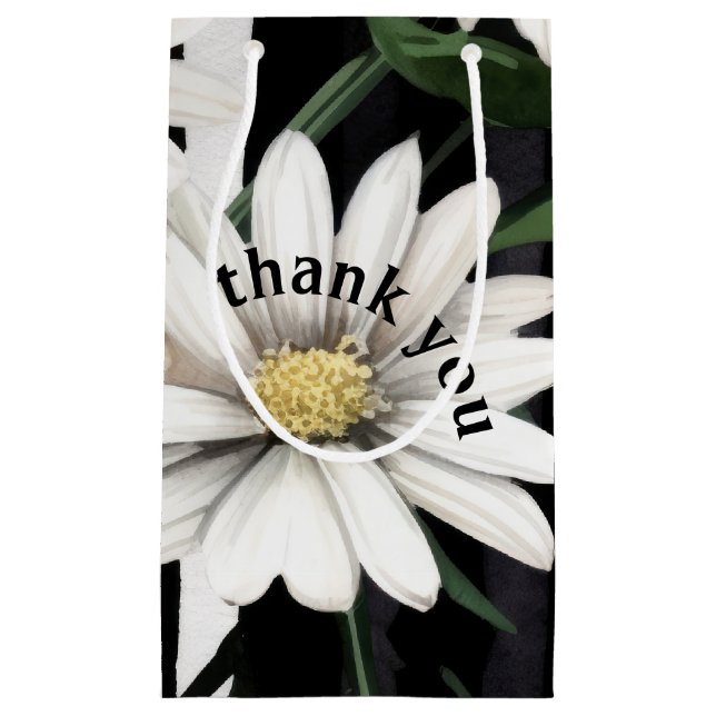 Custom Black and White Daisy Vielen Dank Kleine Geschenktüte (Vorderseite)